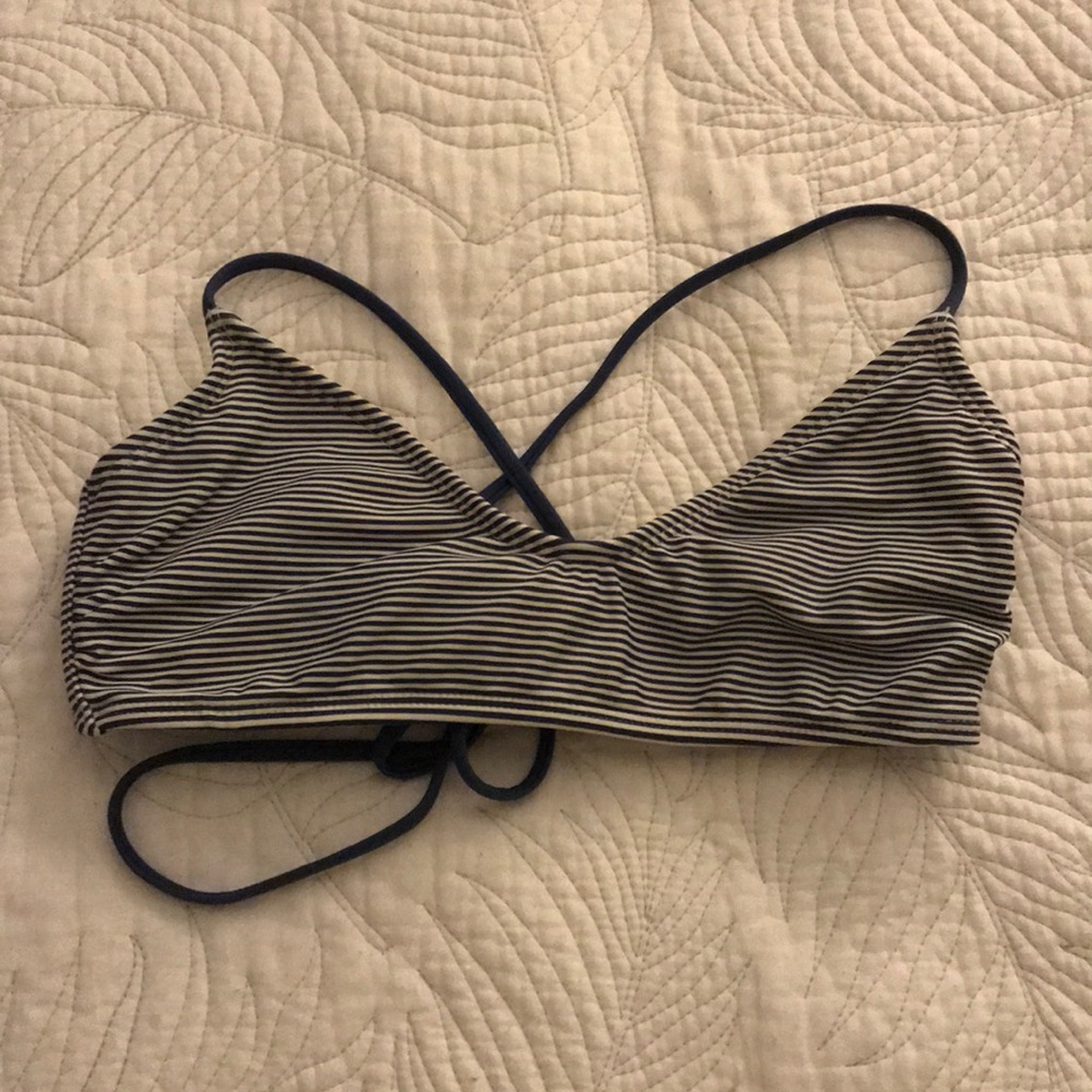 Blue and White Bathing Suit Top